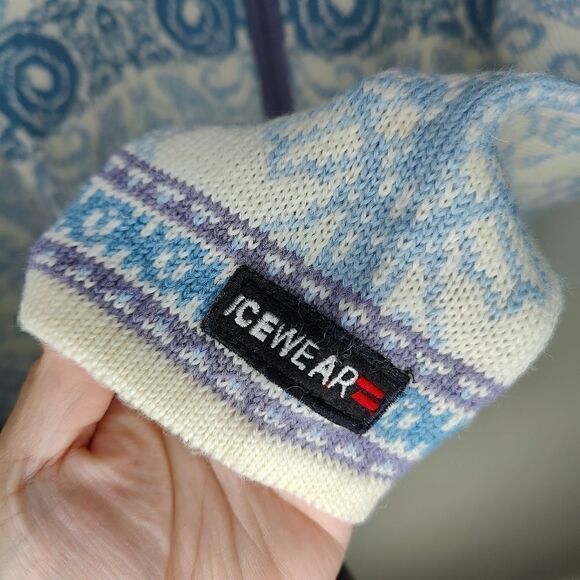 Icewear Wool Knit Paisley Swirl Print Full Zip Sweater - Picture 6 of 11